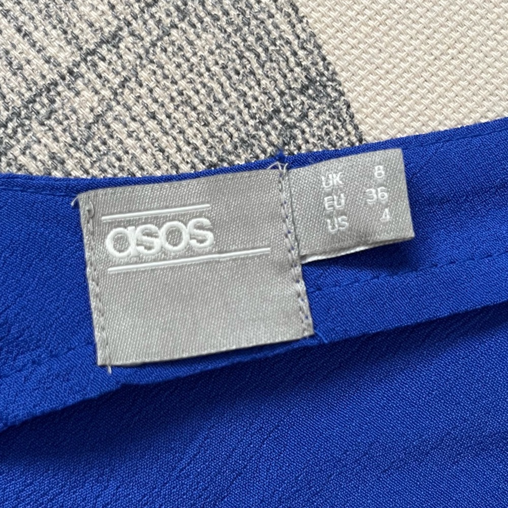 ASOS Blue Ruffle Maxi Wrap Dress Sleeveless Spaghetti Strap Womens Size 4 - Picture 9 of 12